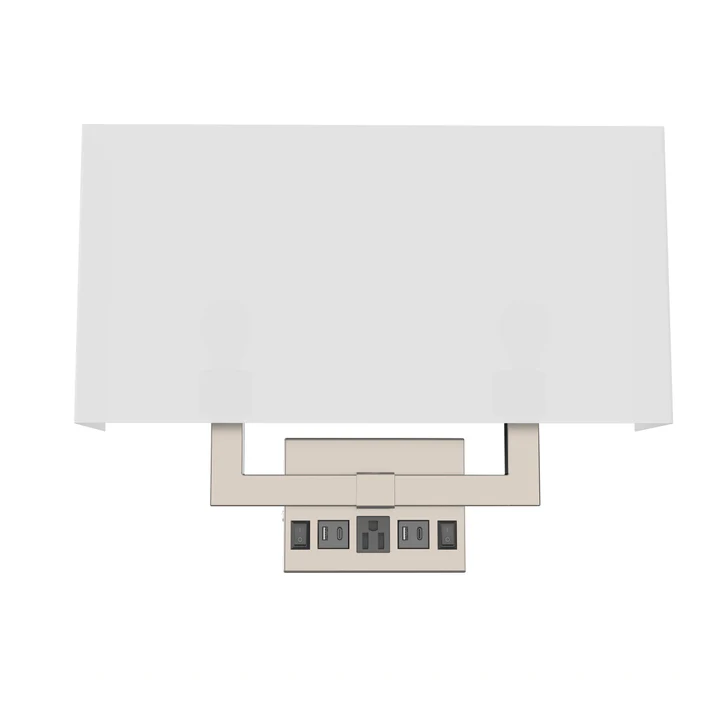 2 Light-Wall Sconce Perfect for Bedroom with 2 Switch, 2 USB, 2 Type C & 1 Outlet