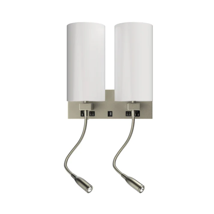 Double Head Acrylic Wall Sconce With Brushed Nickel Finish