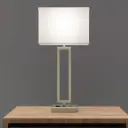 Stylish 28-Inch Table Lamp with USB Port and Power Outlet-Brushed Nickel Finish