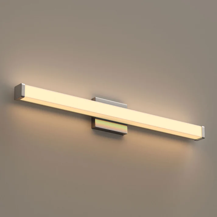 24 Inch Dimmable Waterproof Bathroom Vanity Light, Wall Mount – 24"/36"/48", ETL Listed, Rectangle Shape, Brushed Nickel Finish