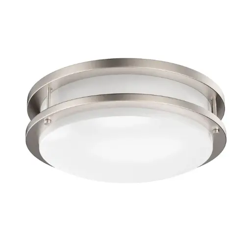 12 Inch Dimmable Brushed Nickel Finish LED Flush Mount Ceiling Lights, Double Ring, 15W 1050LM