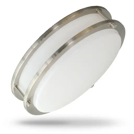 14 Inch Dimmable Brushed Nickel Finish LED Flush Mount Ceiling Lights, Double Ring, 22W 1600Lumens