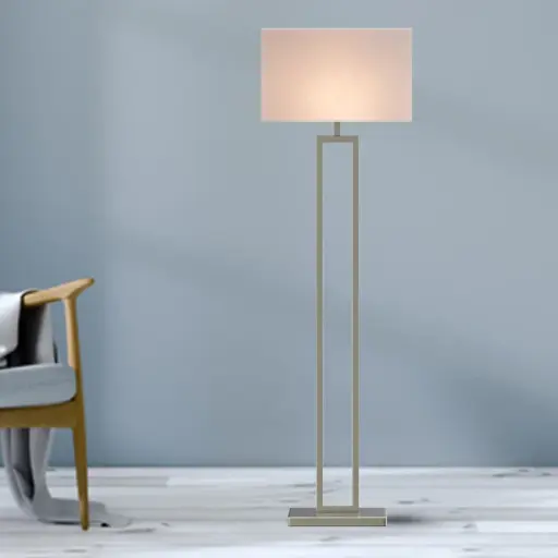 61-Inch Floor Lamp with Brushed Nickel Finish for Living Rooms 