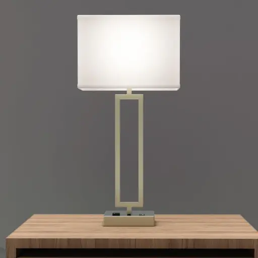 Stylish 28-Inch Table Lamp with USB Port and Power Outlet-Brushed Nickel Finish